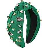 YARIEW Witch Headbands for Women Green Knotted Headband with Hat Bow Witch Theme Birthday Party Decorations Rhinestone Twisted Knot Costume Photo Booth Props for Witch Birthday Party