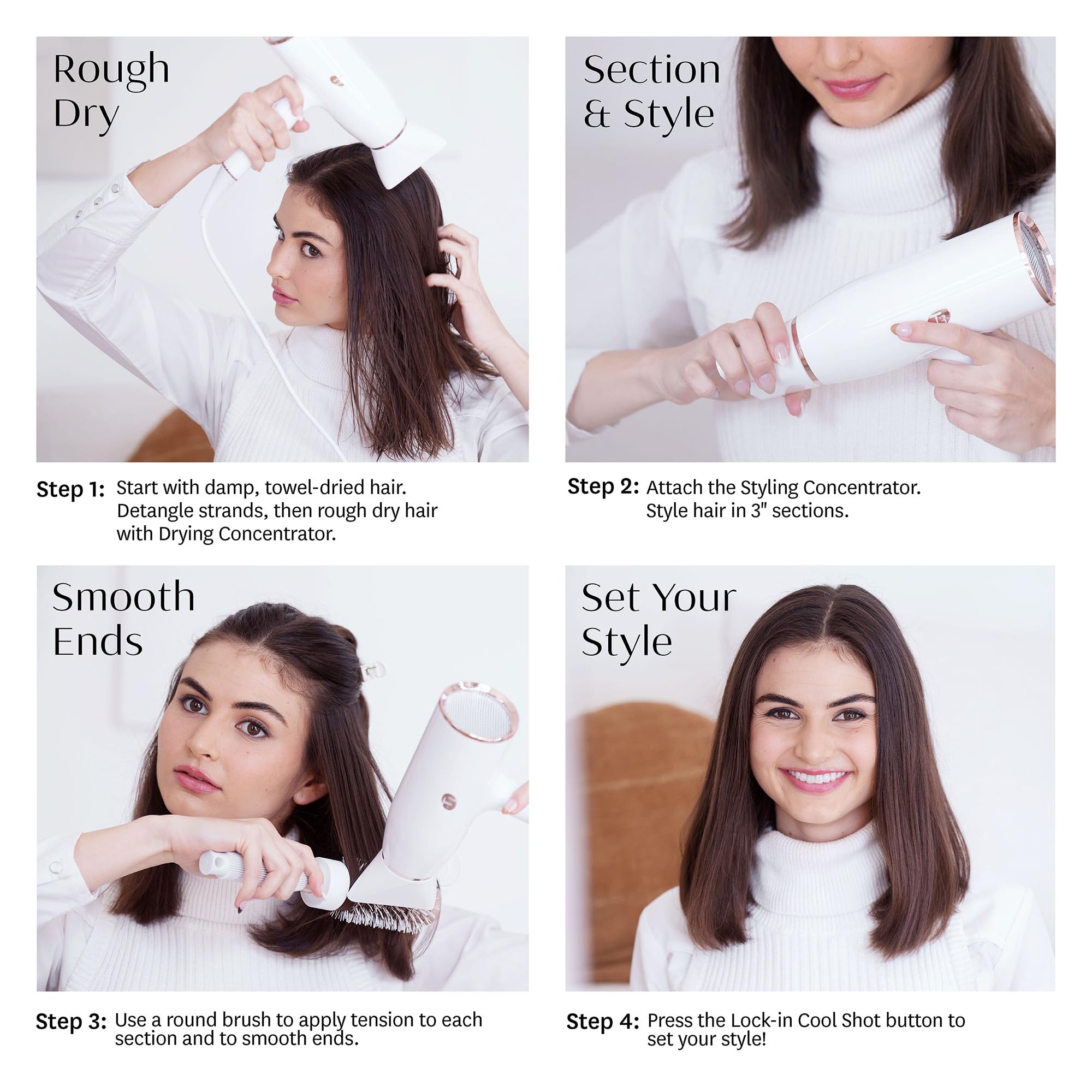 T3 AireLuxe Professional Ionic Hair Dryer and Brush Set, with 5 Heat and 3 Speed Settings, Ion Generator, Cool Shot, Includes Paddle Brush and 2.5