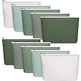 Reginary 10 Pcs Canvas Makeup Bags Bulk for Women Wedding Travel Toiletry Cosmetics Bags Blank DIY Pencil Pouch, Gift for Patrick's Day Bridal Shower Spring Summer Coworker(Green)