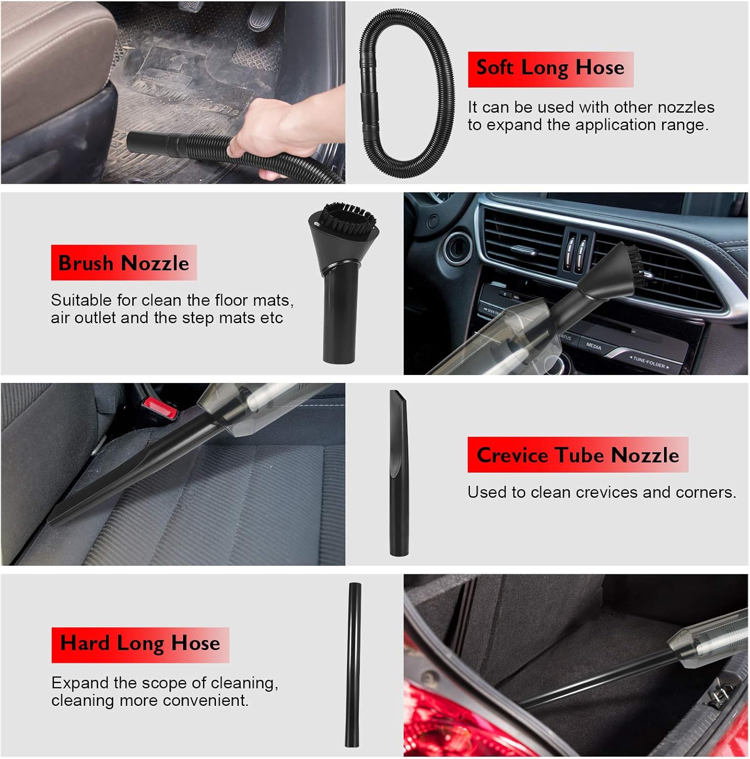 Alexsix Cordless Handheld Vacuum Cleaner with 12kPa Power Suction Rechargeable Wet & Dry Hand Vac for Car Home: Car Electronics