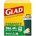 Glad 100% Compostable Bags - Tall 49 Litres - Lemon scent, 10 Food Compost Bags