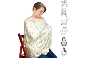 KIDDYSTAR Nursing Cover for Baby Breastfeeding, Breathable Fabric Breastfeeding Cover for Mother Nursing Apron, Multi-use Carseat Canopy (Pineapples)