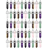 30 Pieces Hexagonal Natural Crystal Pendants Pointed Quartz Stone Pendant Bullet Shape Healing DIY Gemstone for Necklace Jewelry Making