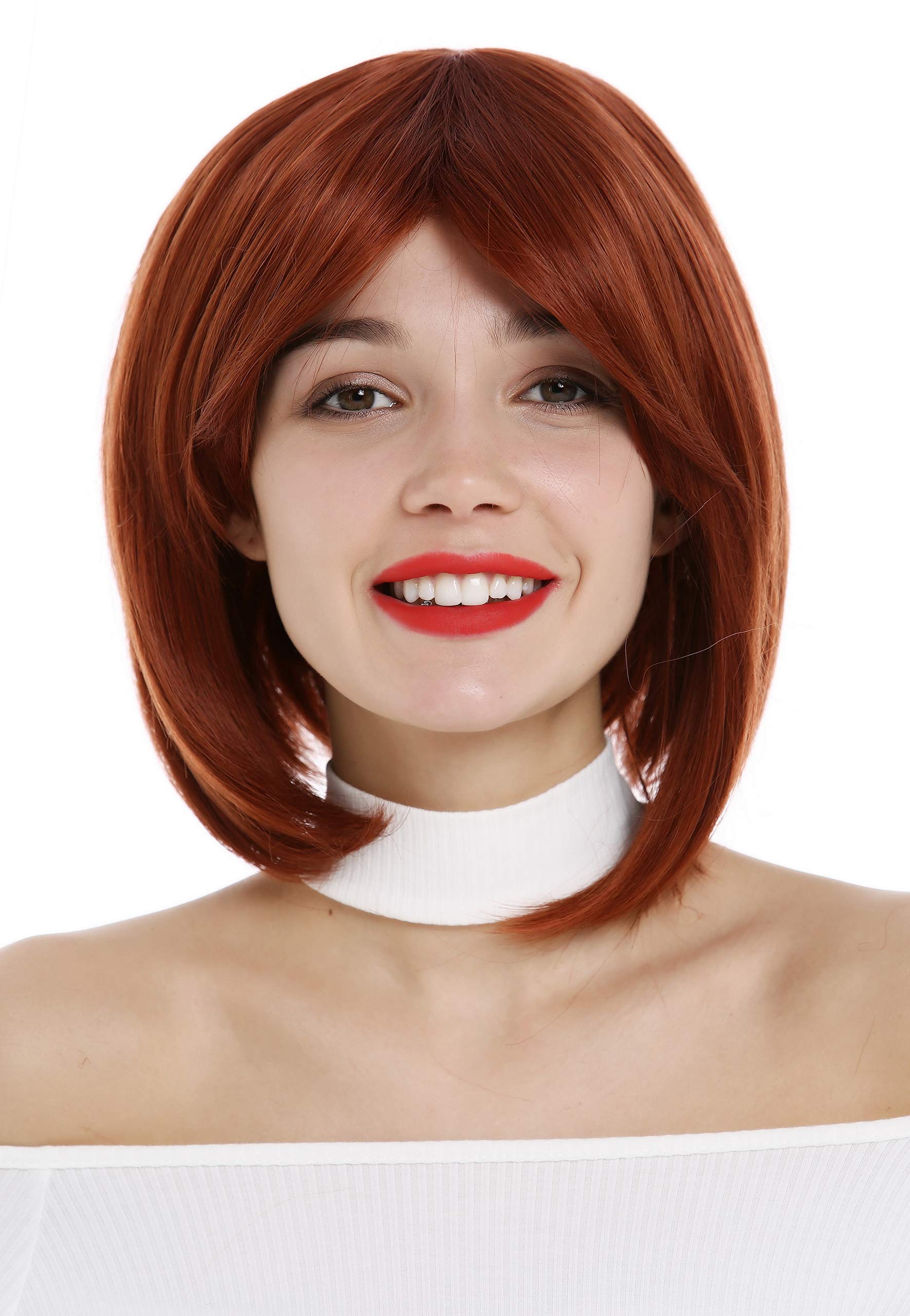 WIG ME UP - 1215-350 Lady Wig short frayed Bob style parting dark copper red