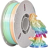 PINBALL Silk Rainbow PLA 3D Printer Filament 1.75mm Shiny Multi-Color Changing Filament 3D Printing PLA Filament Dimensional Accuracy +/- 0.02mm 1 KG Silk Rainbow Candy