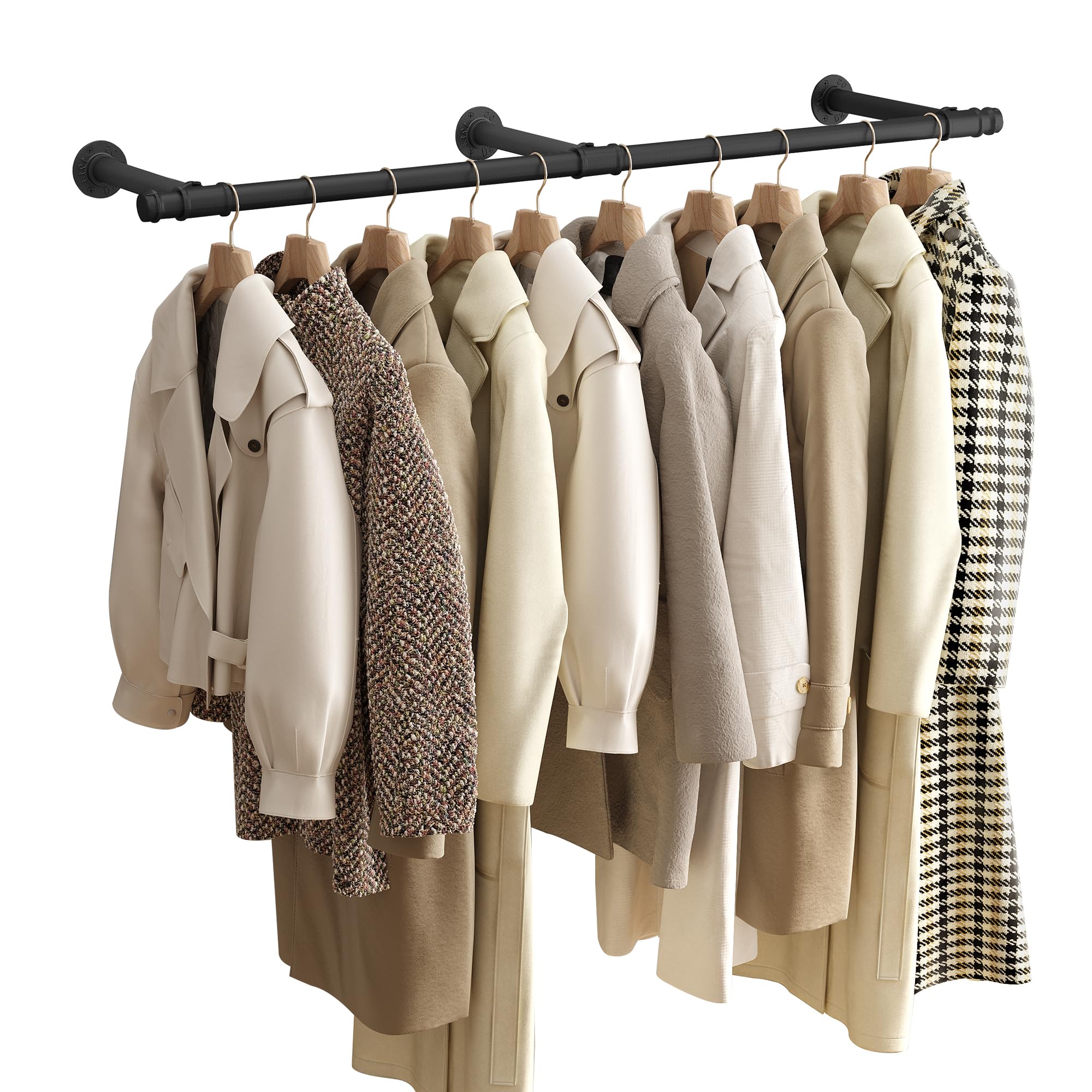 SONGMICS Wall Mounted Clothes Rail Industrial Design Space Saving 30 x 170 x 7 cm 68 kg Load Capacity Easy Assembly Black HSR104B01