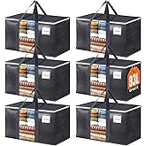 HomeHacks Extra Large Moving Bags with Visible PVC Window, Lightweight but Durable Storage Bags with Reinforced Handles, Storage Totes for Packing, Moving, Storage (93L, 6-Pack)