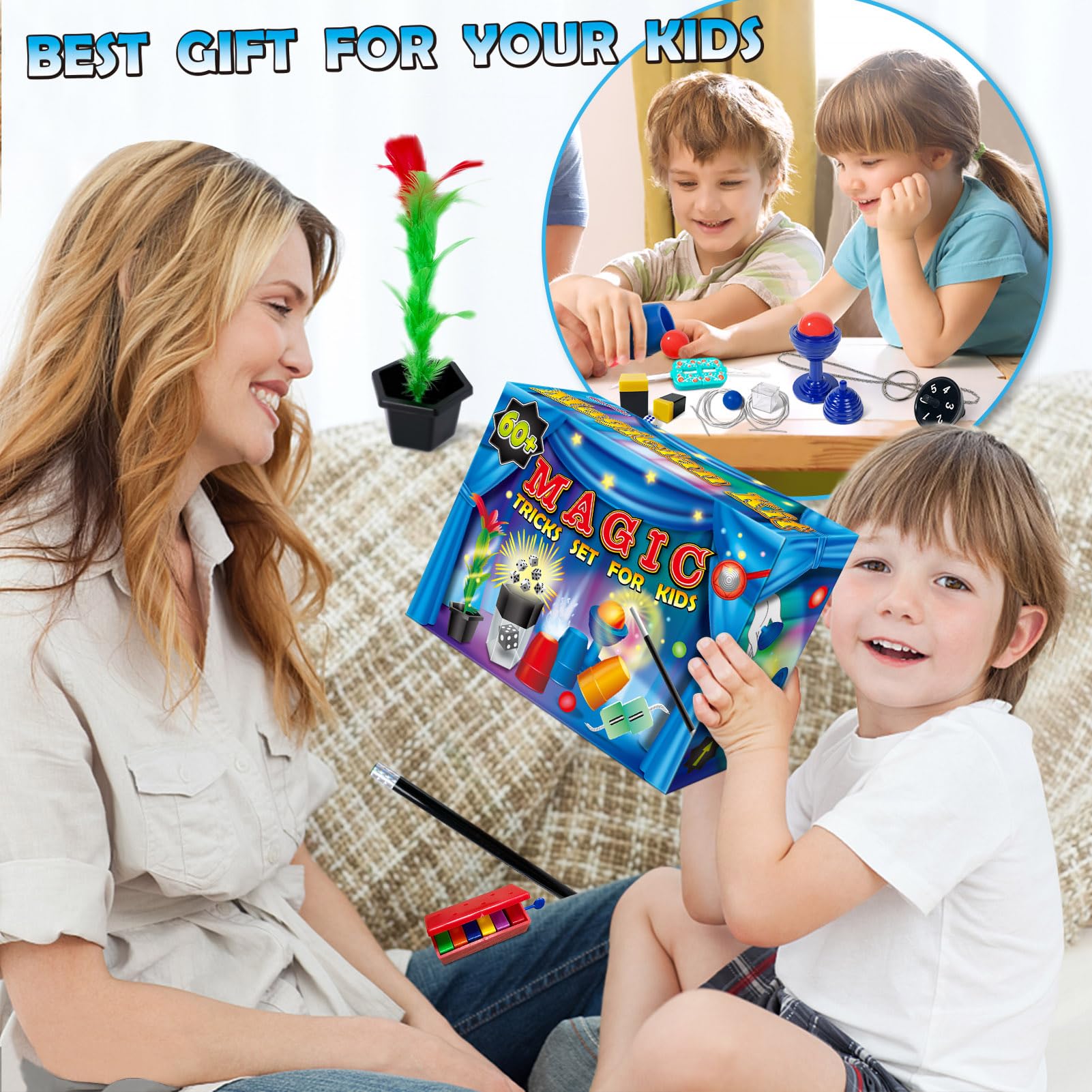 Heyzeibo Magic Kit - 60+ Magic Tricks for Kids, Magician Set with Magic Props & Instruction for Beginners and Kids