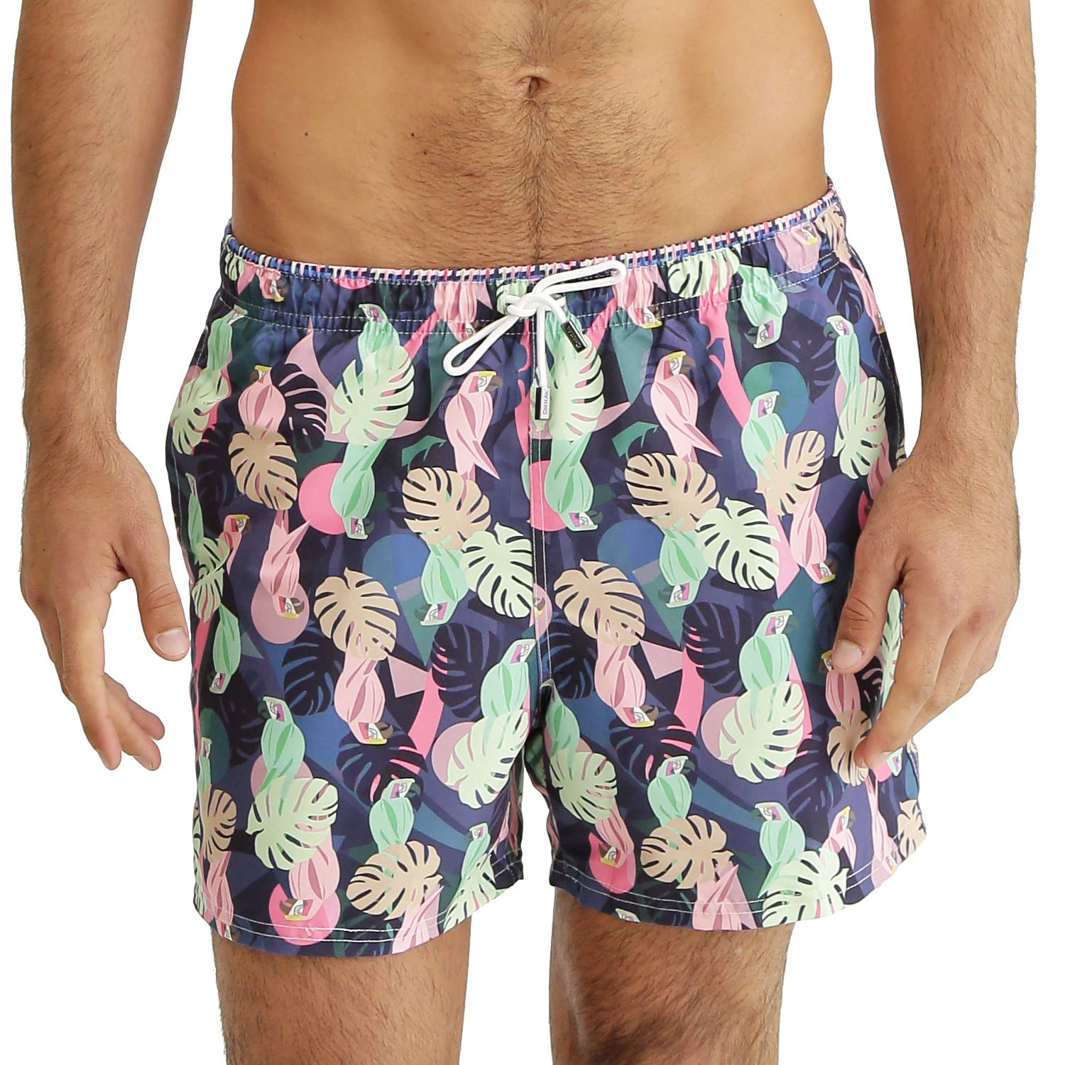 Men's Swim Trunks - Slim Fit European Style Quick Dry Designer Beach Shorts Amazonic Collection (XS-