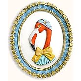 97 Decor Flamingo Wall Sculptures Home Decor - Oval Frame Vintage Animal Wall Art, Trendy Flamingo Decor For Bedroom Dorm, Cu