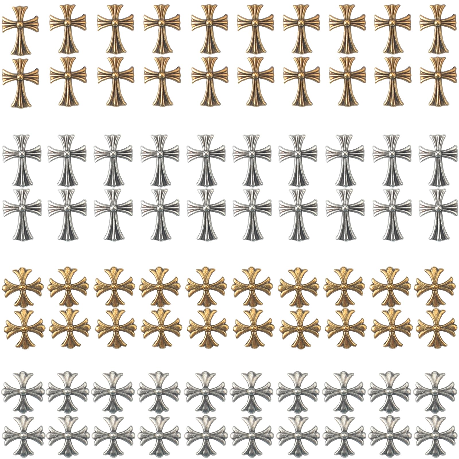 Roellgs 80PCS Cross Vintage Nail Art Charms Metal 3D Punk Nail Art Decoration for Nail Art, Nail Crafts, DIY Nail Art Accessories, Decoration Supplies