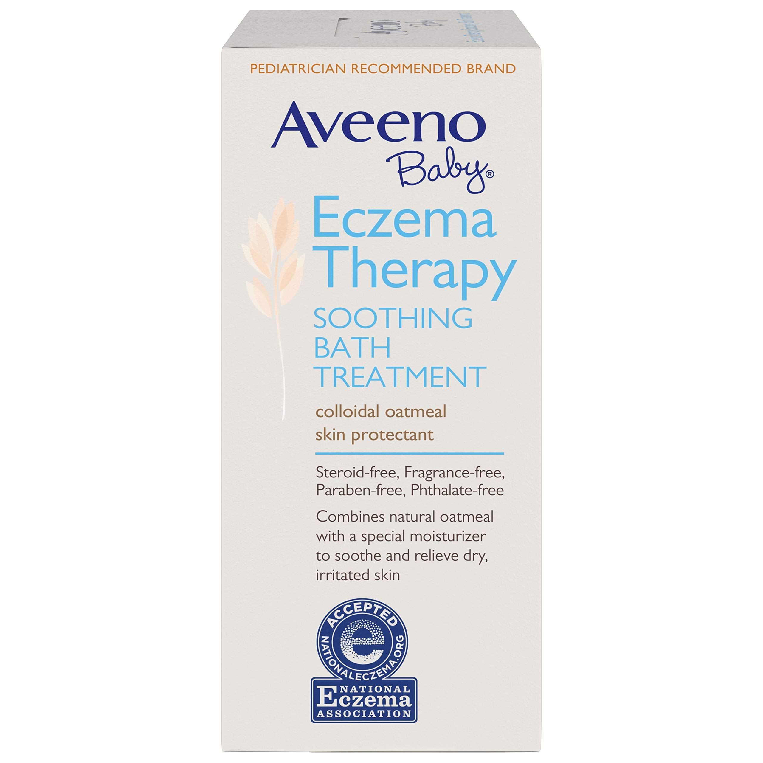 Aveeno Baby Eczema Therapy Soothing Bath Treatment for Relief of Dry, Itchy & Irritated Skin, Made with Natural Colloidal Oatmeal, Fragrance-, Paraben-, Steroid- & Tear-Free, 5 ct