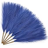 Serwalin Royal Blue Pampas Grass Decor, 17.7 Inch 6pcs Faux Pampas Grass, Artificial Pampas Grass for Wedding, Parties Table Centerpieces Decoration