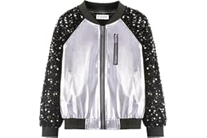WELAKEN Sequin Jacket for Girls II Kid & Toddler lightweight Flight Jacket Kid's Bomber Jacket