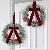 Thiccywoov Double Sided Christmas Cedar Wreath for Front Door 13.8inch | Christmas Os Escapularios Hanging Wreath,39.37inDoor Decoration,with Burgundy Velvet Bow Red Berries,for Window Entryway