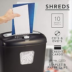 GBC Paper Shredder, 10 Sheet Capacity, Super