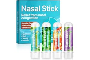 Ruduwu 4 Pack Nasal Stick,Nasal Inhaler Stick,Nose Inhaler Boost Energy Set,Inhaler,Sinus & Congestion Relief, Daily Relaxation, Stress Relief, Pure Natural Ingredients