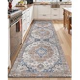 LUMI Kitchen Floor Mat Cushioned Anti Fatigue Runner Rug, 24"x87" | Terracotta/Ivory/Blue Soft Comfort Memory Foam, Easy Care, Waterproof, Non-Slip Standing Mat for Sink &amp; Laundry
