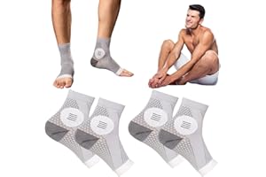 Yanmide 2Pairs Neuropathy Socks for Men and Women - Soothe Relief Socks for Neuropathy Pain Women - Plantar Fasciitis Socks - Anti Fatigue Compression Foot Sleeve Support Brace Sock (XL, Gray)