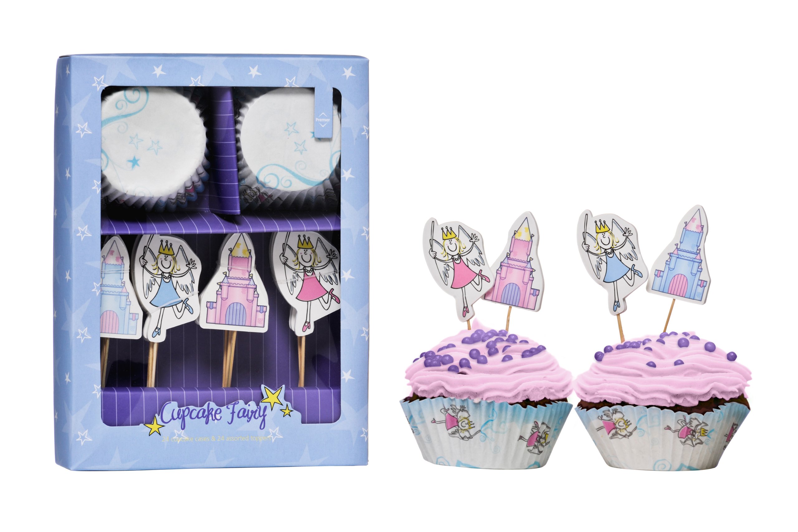 Premier Housewares Fairy Cupcake Cases and Toppers 48-Pieces Cake Cases Muffin Cases Reusable Cupcake Cases Cake Cases Cupcake Mini Muffin Cases