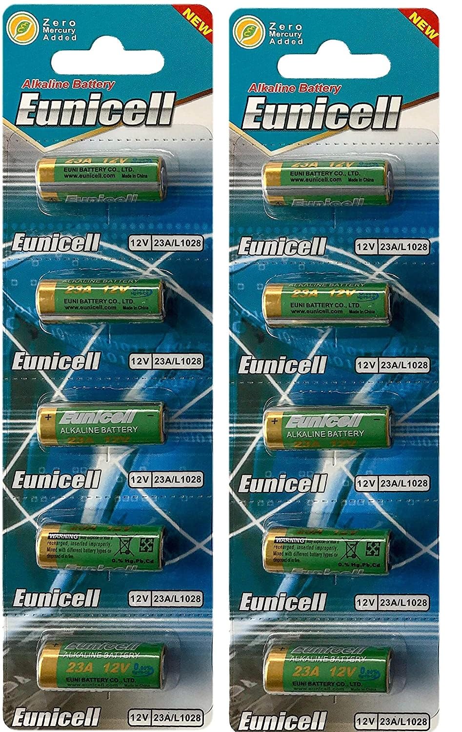 Eunicell Set of 10 Alkaline Batteries A23 / 23A 12V