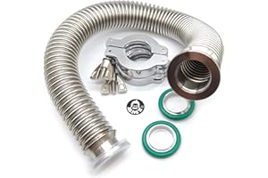 BROWNIAN MOTION TECHNOLOGY bmotiontech ISO-KF KF25 Corrugated Bellow Hose Set with 2X Aluminum clamp / 2X SS Centering Ring / 2X FKM O-Ring (500mm appox. 1.6ft KF25)