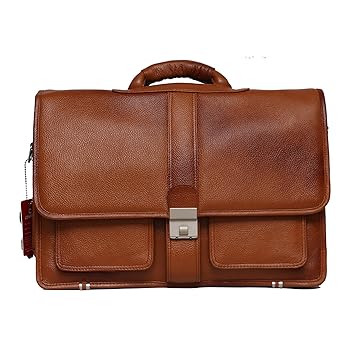 Zordan Pure Leather Messenger Shoulder Bag with Expandable Features and Laptop Compartment Color Tan