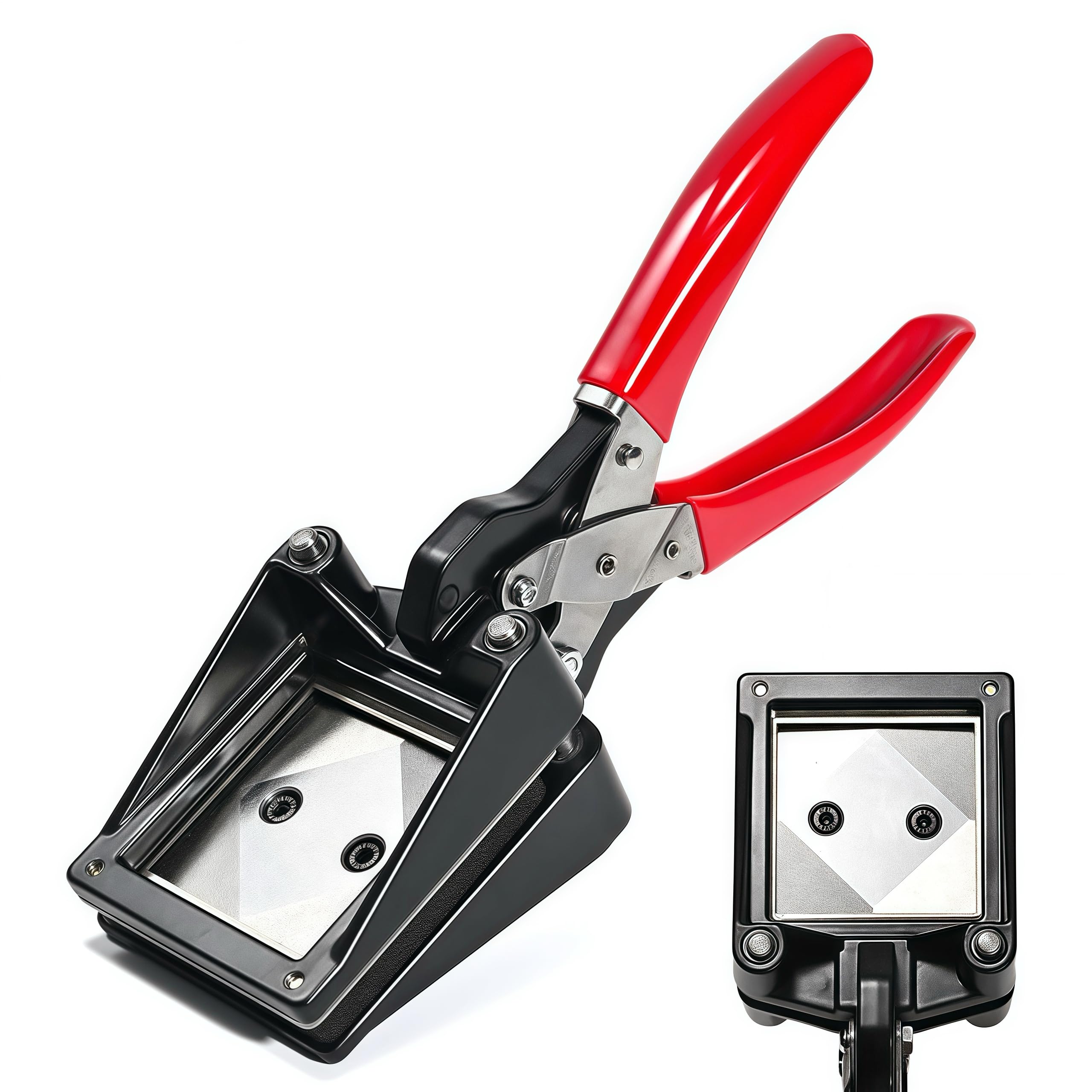 Photo 1 of 2” x 2” Passport Photo Cutter, Handheld Card Square Cutter Punch, 50 x 50mm Manual Passport Photo Die Cutter, for License Photo ID Picture Business Card Paper Cutting