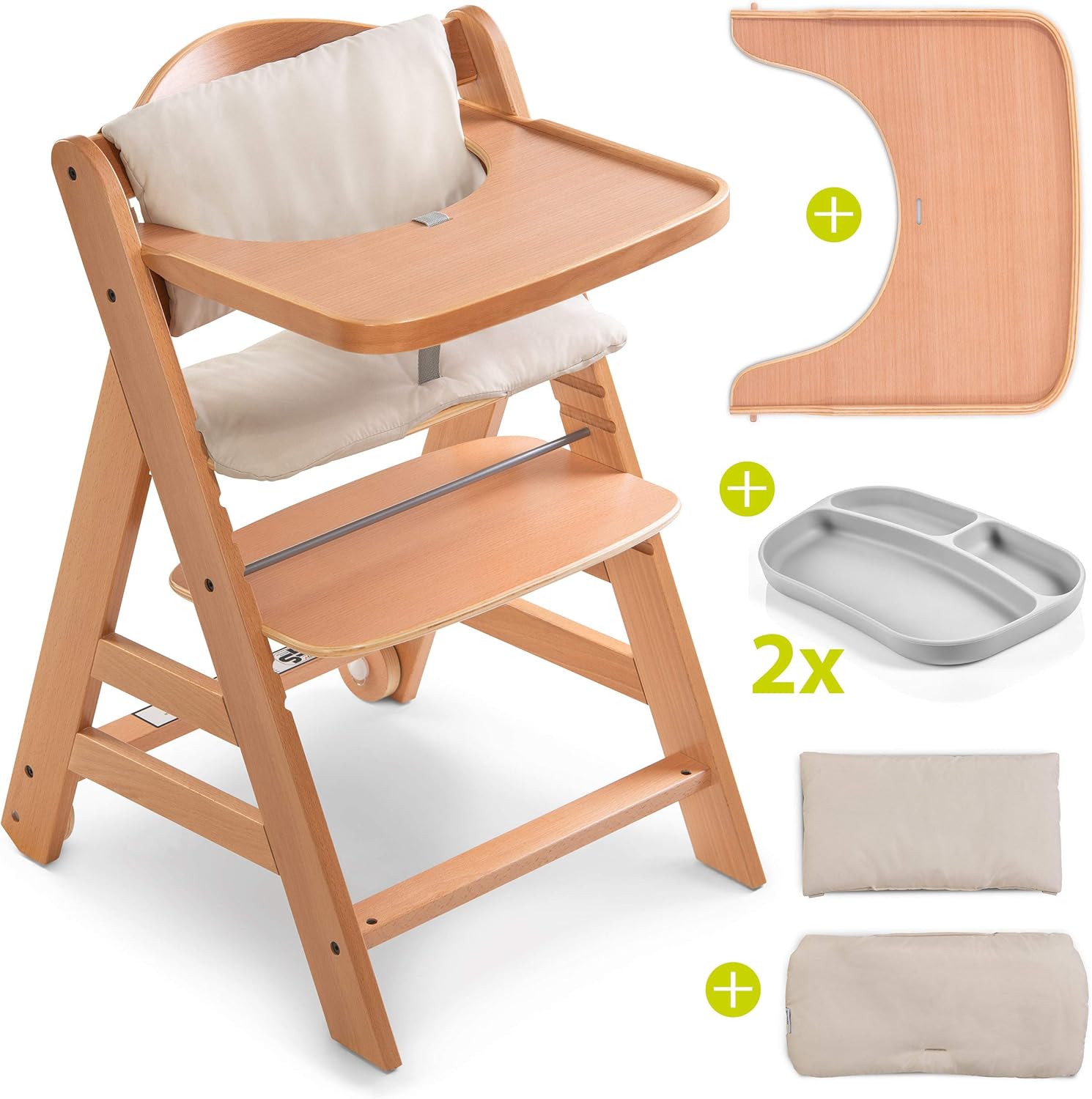 Chaise Haute Evolutive En Bois Avec Roues Hauck Nature Beige Harnais Chaise Haute Bebe Alpha Plus Move Avec Tablette Coussin Et 2x Assiette Bebe En Silicone Bebe Et Puericulture Chaises Hautes Sieges