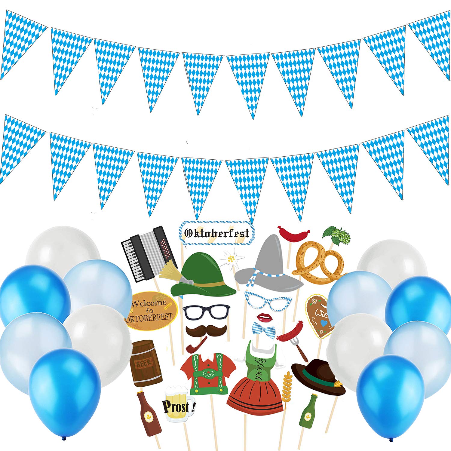 Party Decorations Kit Blue White Balloons Oktoberfest Photo