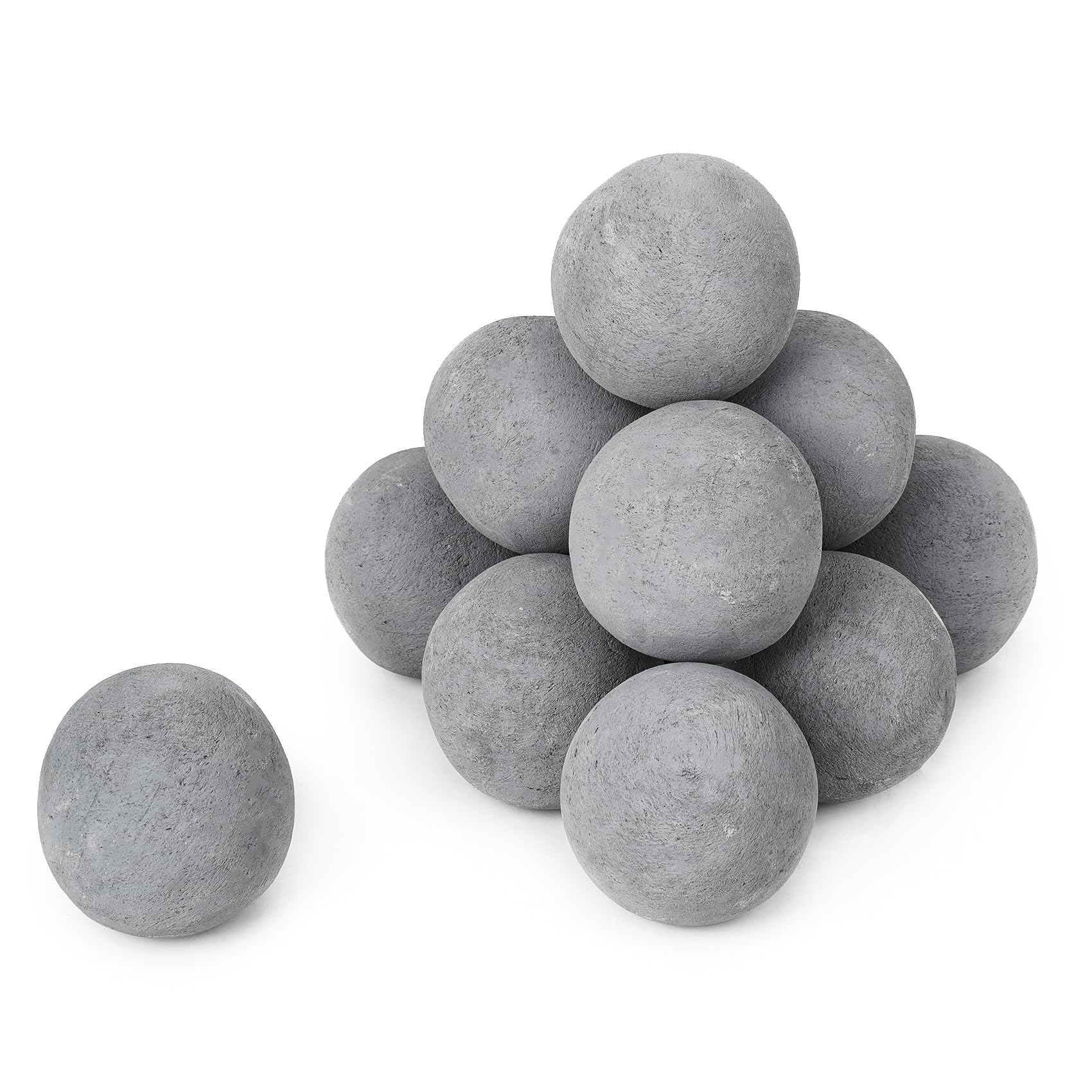 Photo 1 of Skyflame Ceramic Fire Balls, Set of 12 Round Fire Stones Set for Indoor and Outdoor Fire Pits or Fireplaces Accessory, 4 Inch, Gray