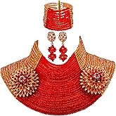aczuv 25 Rows 4mm Crystal Beaded African Beads Jewelry Set Nigerian Wedding Necklace