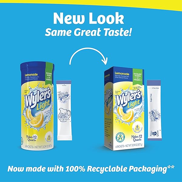WYLER’S LIGHT PITCHER PACKS, WATER DRINK MIX, LEMONADE, 6 BOXES (36 PITCHER PACKETS)