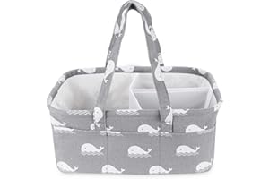 Lemonfilter Baby Diaper Caddy Organize, Car Diaper Caddy Large, Diaper basket organizer for Changing Tables and Nursey with Removable Divider Baby Caddy-Grey