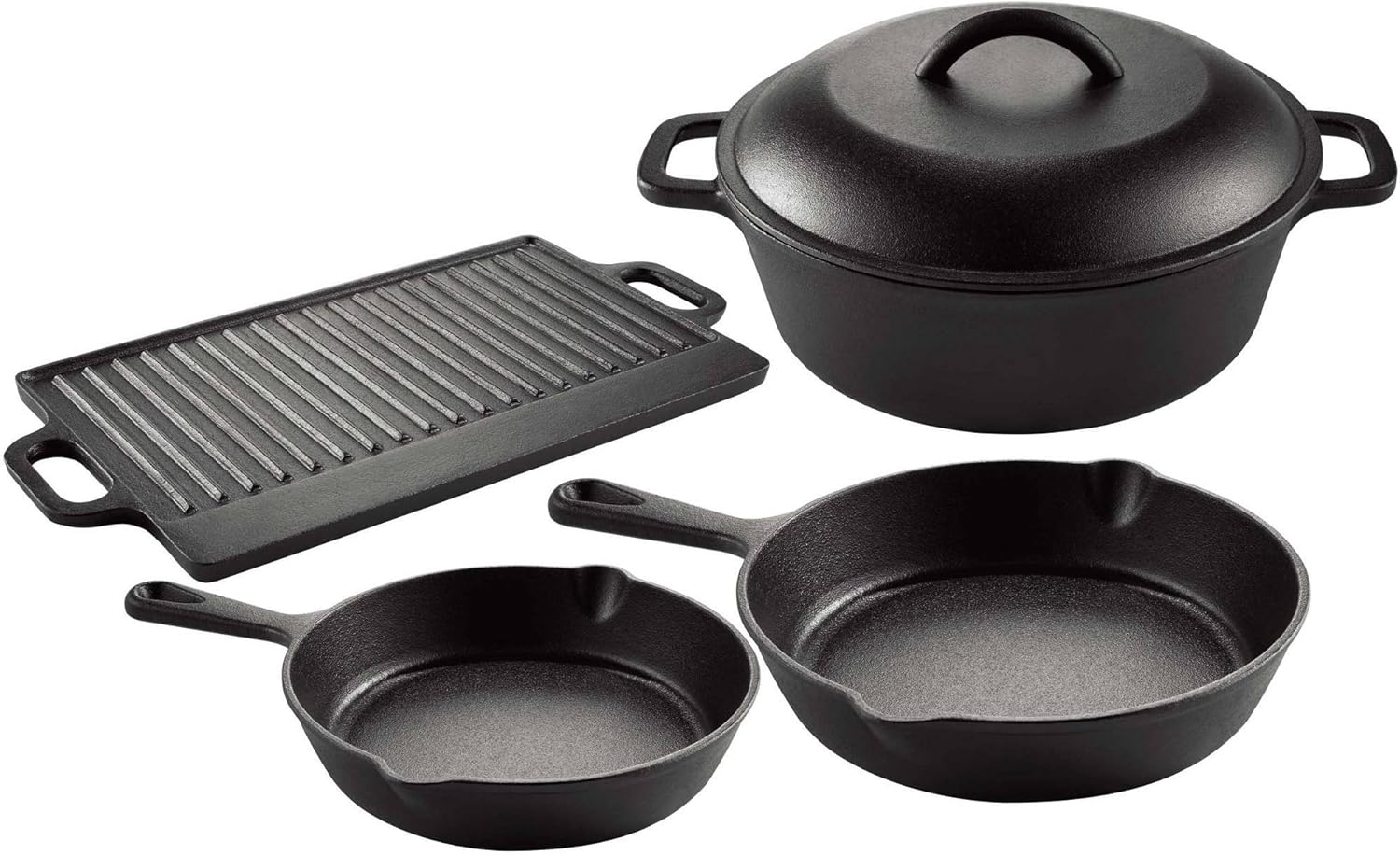 Mainstays 5Piece preseasoned Hierro Fundido Utensilios de cocina Set