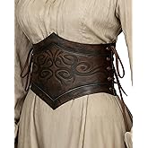 Joukavor Women's Viking Leather Corset Belt Medieval Cinch Belt Renaissance for Halloween