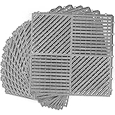 MYFAMIREA Modular Interlocking Cushion 12 Pack 11.8" x 11.8" Rubber Floor Tiles Non-Slip Splicing Drainage Mats for Deck, Pool, Shower, Patio, Balcony, Bathroom, Kitchen, Yard (2 Rows Dots, Gray)