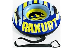 Raxurt Heavy Duty Snow Tube with Premium Canvas Cover for Kids and Adults, 48'' Inflatable Snow Sled Made by Thickened Bottom, Sledding Winter Outdoor Fun Toys for Children Boys Girls