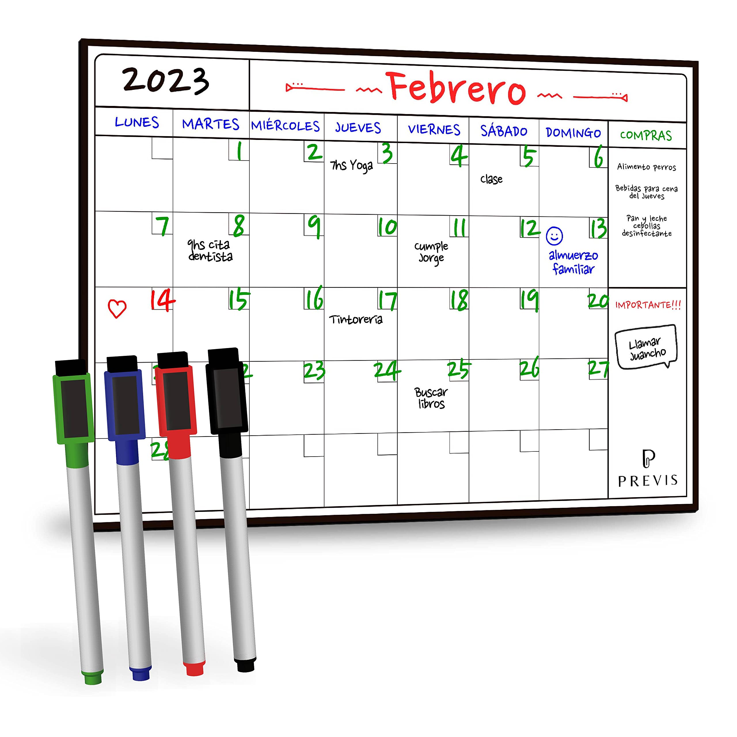 Previs Whiteboard Monthly Planner Magnetic A4 - Magnetic Calendar Fridge Planner - Family Planner - Monthly Calendar Weekly Planner Wipe Clean - Monthly Planner Board Fridge — image 1