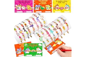 CHOOPHEME Valentines Day Cards Gifts for Kids 24 Friendship Bracelets Dinosaur Unicorn Bracelets Adjustable Play Jewelry Little Girls Classroom School Exchange Prizes For Boys Students Toddlers Party Faovr Bags