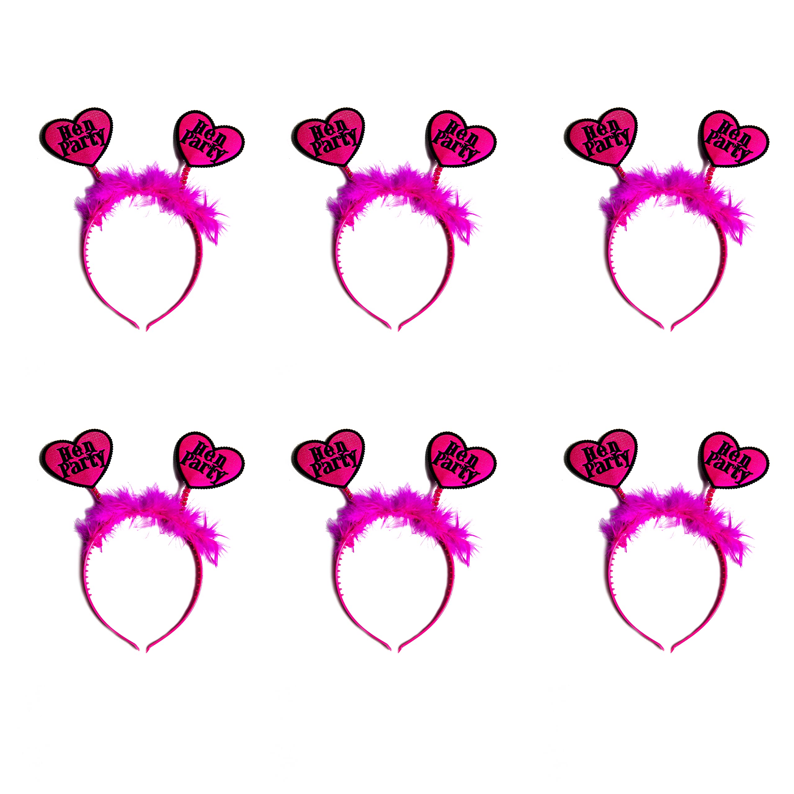 SHATCHI 6 x Head Boppers Pink Fluffy Fur Heart Antlers Girls Night Out Hen Do Fancy Dress Costume Headband Fun Hen Party Bag Fillers Games โ image 1