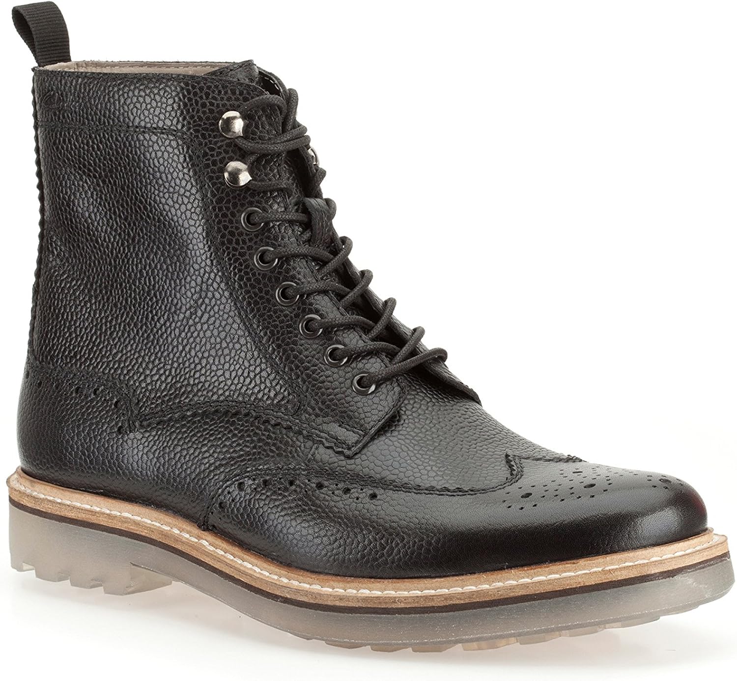 clarks black brogue boots