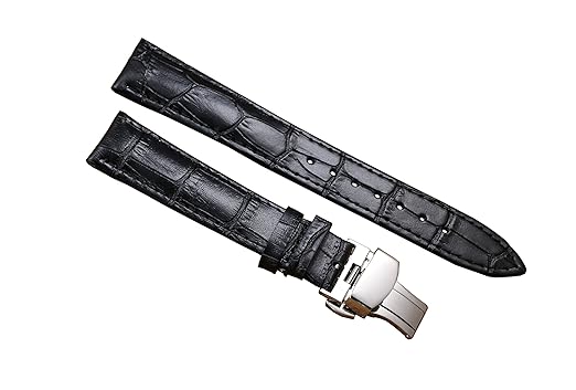 12mm Black Luxury Thick Narrow Ladies Wrist Watch Bands Band Bracelet for Girls Moderate Padded Genuine Cowhide