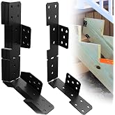 10 Pcs Black Stair Stringer Hanger Bracket, Heavy Duty 18 Gauge Adjustable Stair Stringer Hanger,Deck Stair Brackets,Tair Stringer Connector Great for 2x10 2x12 Stair Stringer,Tie Straps Bracket,