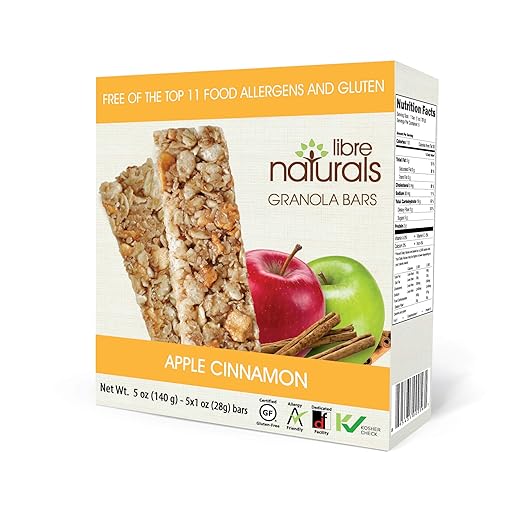 Libre Naturals Apple Cinnamon Vegan Granola Bar (Nut Free, Gluten Free) (30 Bars)