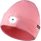 Etsfmoa Unisex Beanie with The Light,Gifts for Men Dad Father, USB Rechargeable LED Warm Knit Headlamp Hat