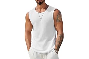 COOFANDY Mens Casual Tank Tops 2 Pack Waffle Knit Sleeveless Shirt Breathable Tank Shirts Summer Muscle Tee