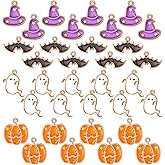 Hicarer 34 Pieces Halloween Charms Pendants Alloy Pumpkin Autumn Fall Jewelry Making Charms for Thanksgiving Party DIY Jewelry Necklace Bracelet Accessories(Horror Style)