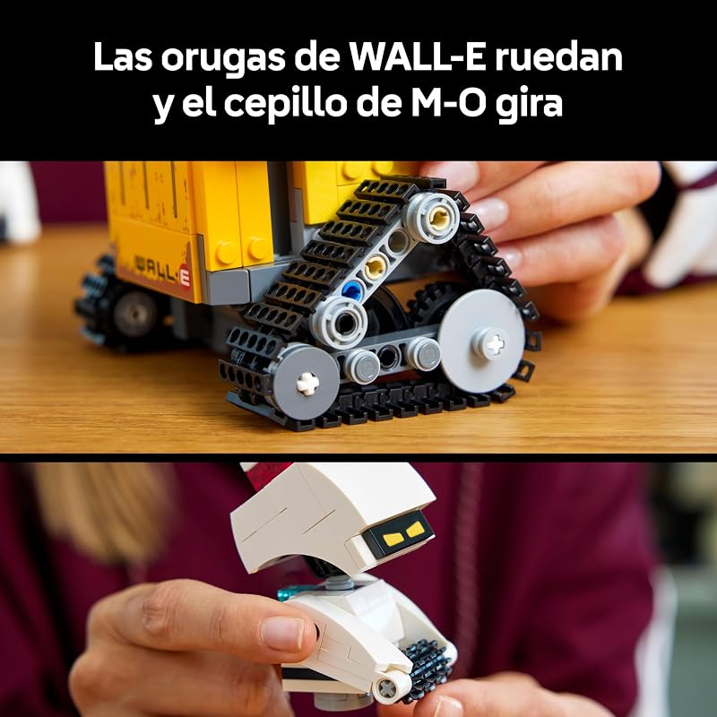 | Disney Pixar Wall-E and Eve - Kit de Modelo Adulto - Robôs de Tijolo com Figuras M-O e HAL - Decoração de Casa - Presente de Coleção para Fãs de Cinema 43279