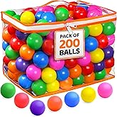Ball Pit Balls for Toddlers with Storage Bag - 7 Bright Colors, Crush Proof, Great Play Toys for Tents, Pools, and Party